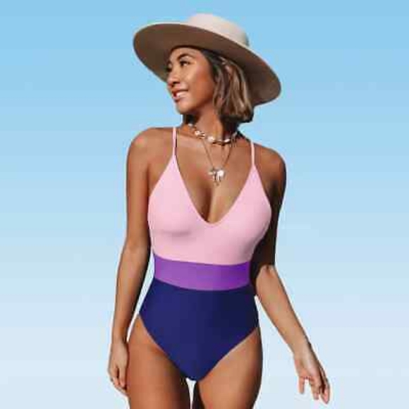 Cupshe Other - Cupshe NWT Ladies Swimsuit One Piece Multicolor Size Small Pink Purple Blue